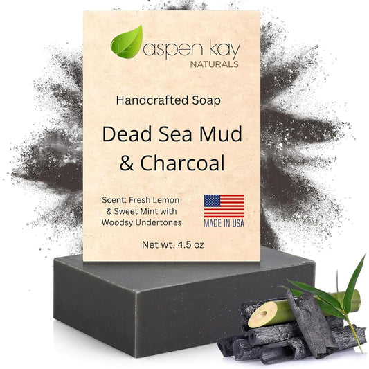 Handmade Dead Sea Mud Soap Bar, Activated Charcoal & Pure Essential Oils, 4.5 Oz Bar