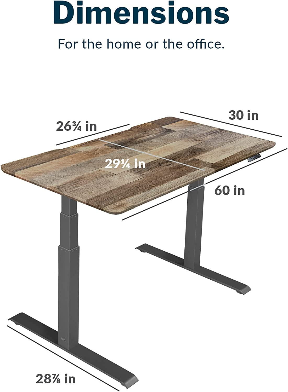 Electric Standing Desk 60" X 30" - Dual Motor Sit to Stand Desk - Push Button Memory Settings - Solid Top with Height Adjustable Steel Legs - Work or Home Office Desk - (Reclaimed Wood)