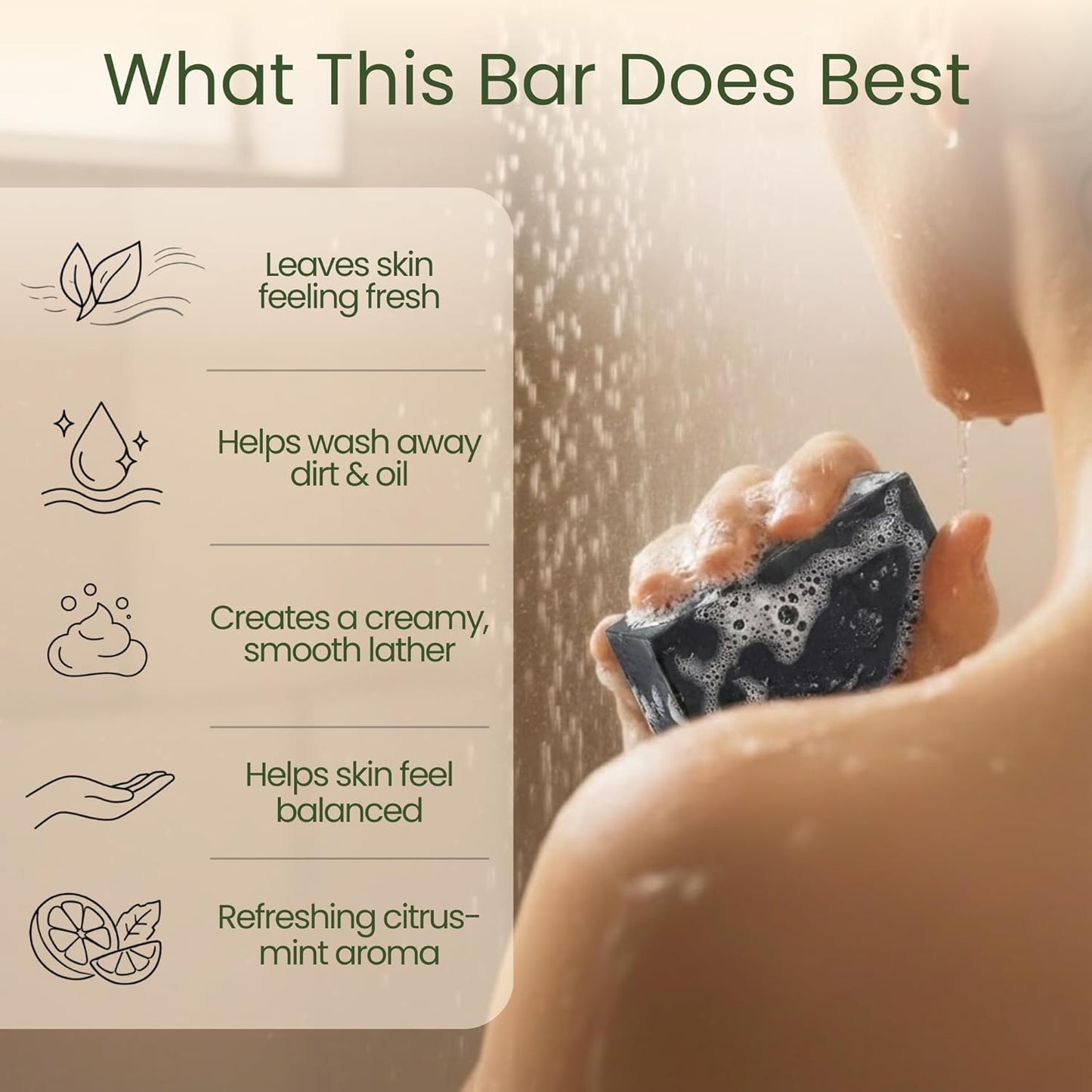 Handmade Dead Sea Mud Soap Bar, Activated Charcoal & Pure Essential Oils, 4.5 Oz Bar