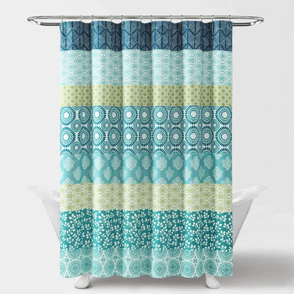 Bohemian Stripe Shower Curtain 72" W X 72" L Blue & Green - Bathroom Curtain - Striped Shower Curtain - Boho Decor - Fabric Shower Curtains
